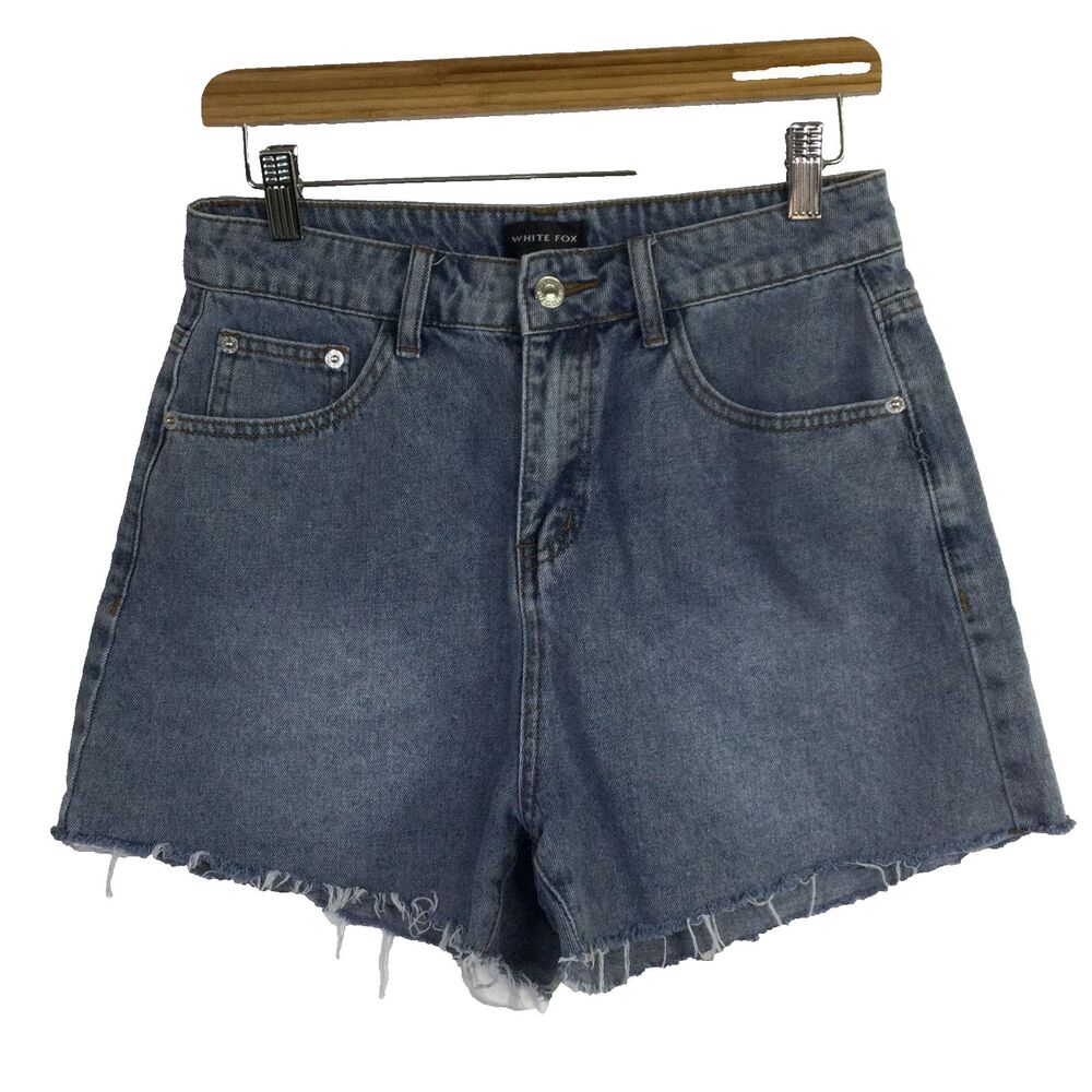 White Fox Womens Jean Shorts Denim Stretch Medium Wash Cotton Size Medium